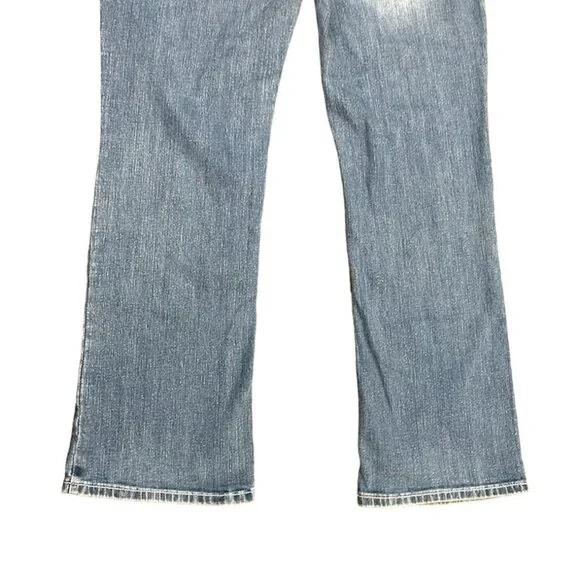 Soundgirl Jeans Juniors 17 Blue Bootcut Studs Bling Thick Stitch Fluer De Lis - Picture 9 of 16